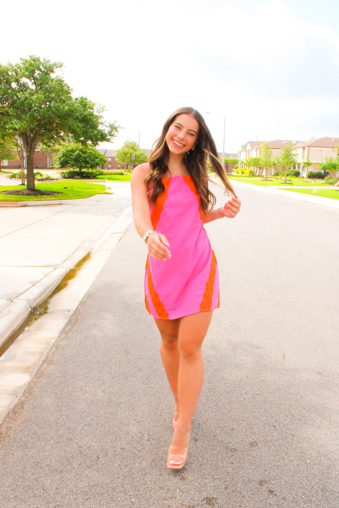 Midsummer Melody Dress, Pink/Orange