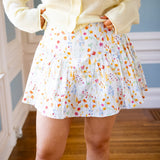 Honey Blossom Mini Skirt, White Multi