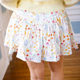 Honey Blossom Mini Skirt, White Multi