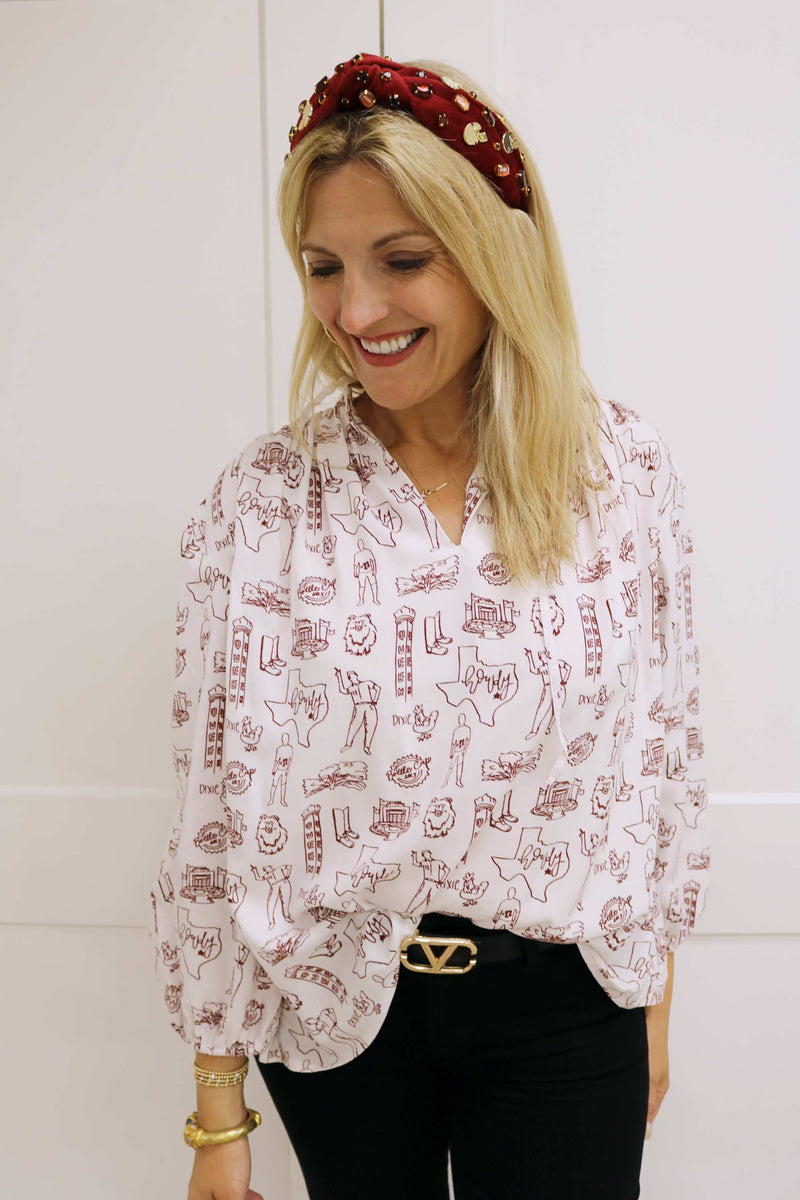 Robyn College Station Top, Maroon