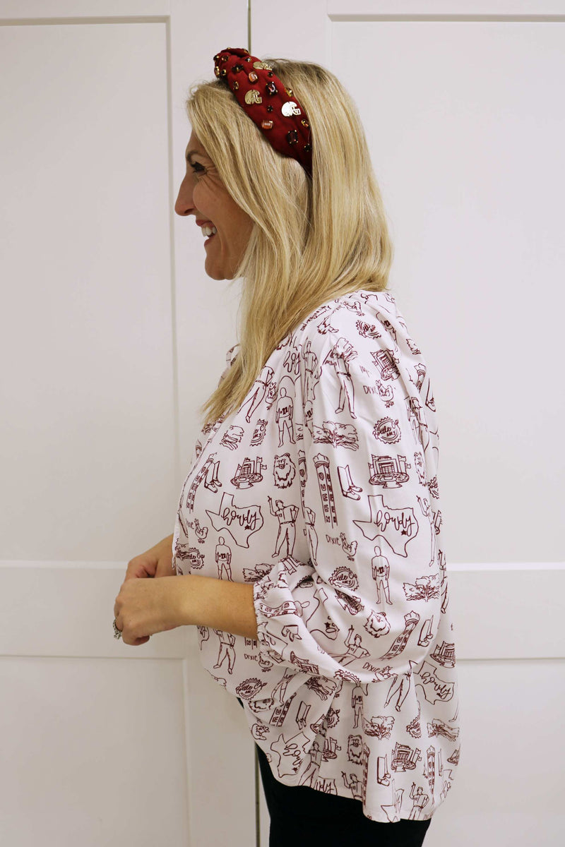 Robyn College Station Top, Maroon