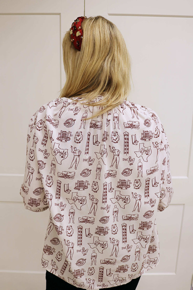 Robyn College Station Top, Maroon