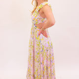 Primrose Floral Strappy Back Maxi Dress, Lavender Multi Floral