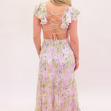 Primrose Floral Strappy Back Maxi Dress, Lavender Multi Floral