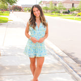 Petals in Paradise Dress, Blue Flower