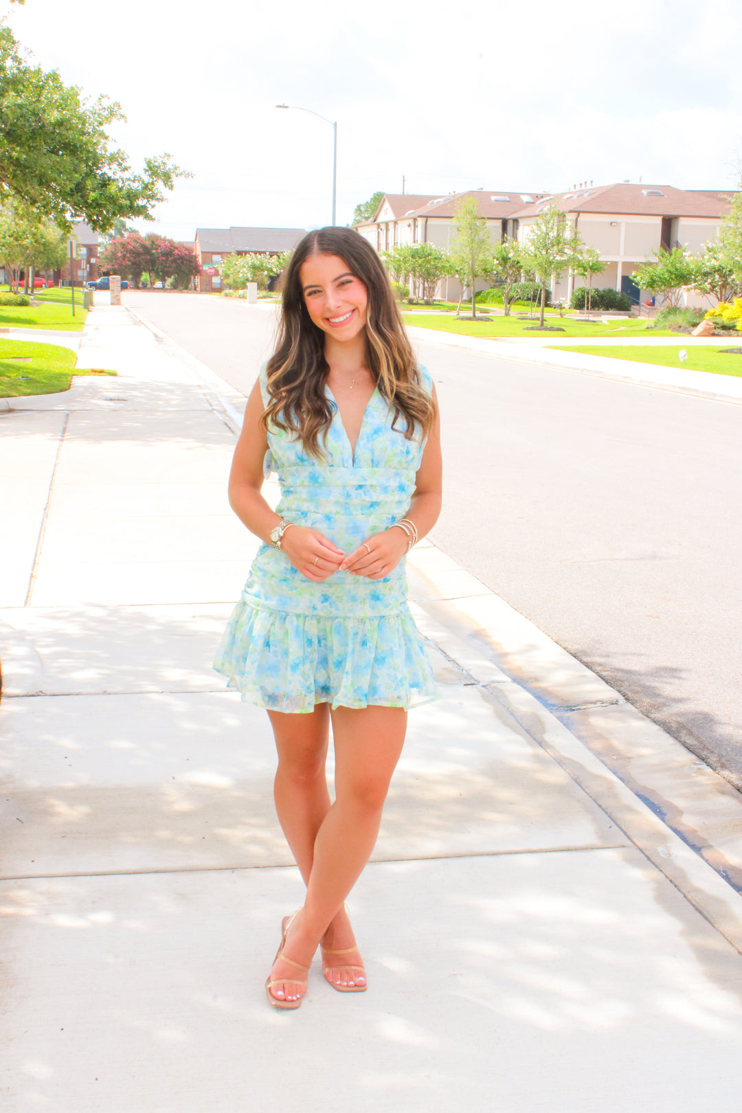 Petals in Paradise Dress, Blue Flower