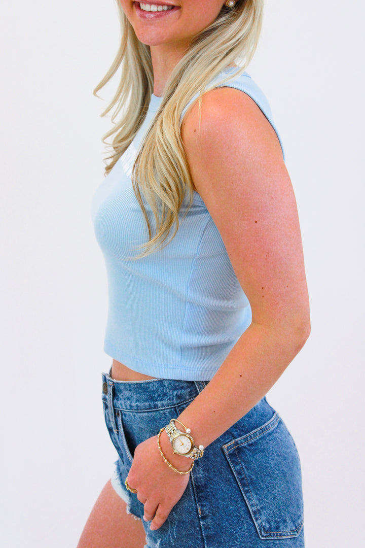 I Heart Cowboys Tank, Light Blue