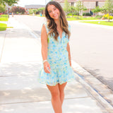 Petals in Paradise Dress, Blue Flower