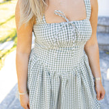 Checkmate Mini Dress, Olive Green