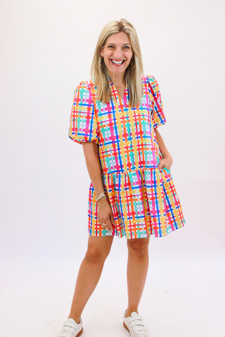 Playful Picnic Dress, Multi Gingham