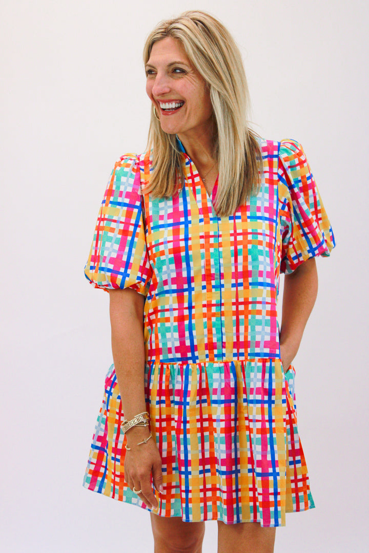 Playful Picnic Dress, Multi Gingham