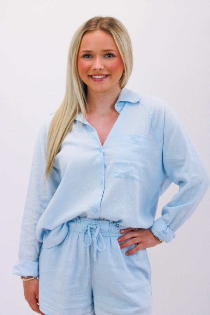 Perfect Linen Top, Salt Water