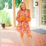Harvest Moon Mini Dress, Brown Multi