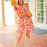 Harvest Moon Mini Dress, Brown Multi