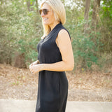 Polyanna Half-Zip Dress, Black