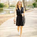 Polyanna Half-Zip Dress, Black