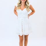 Rietta Cotton Lace-Trimmed Mini Dress, Optic White