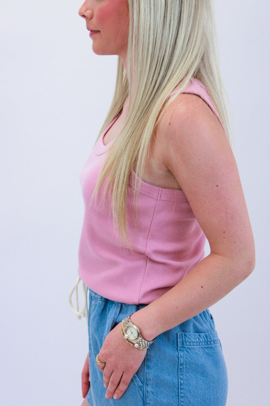 Elin Rib Tank, Pink Smoke