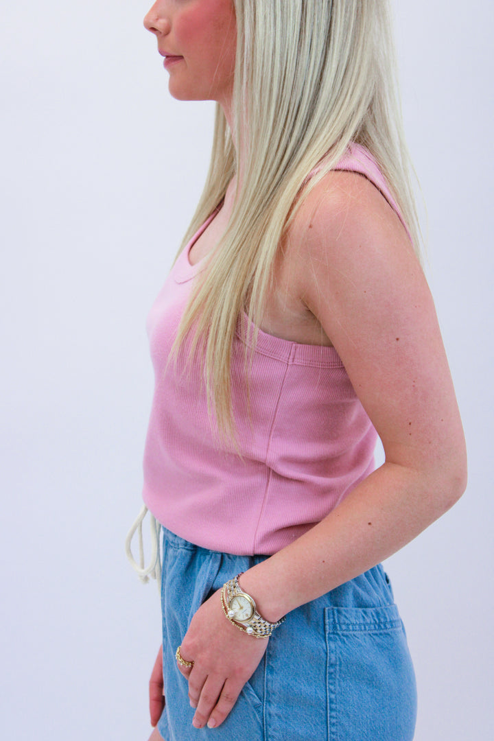 Elin Rib Tank, Pink Smoke