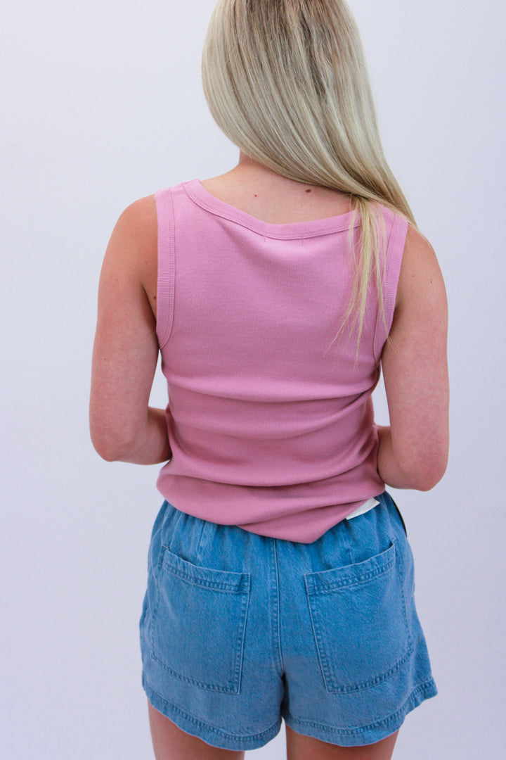 Elin Rib Tank, Pink Smoke