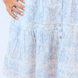 Rietta Cotton Lace-Trimmed Mini Dress, Blue Cove