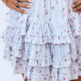 Fellows Cotton Floral Ruffle Mini Dress, Coastline Blue
