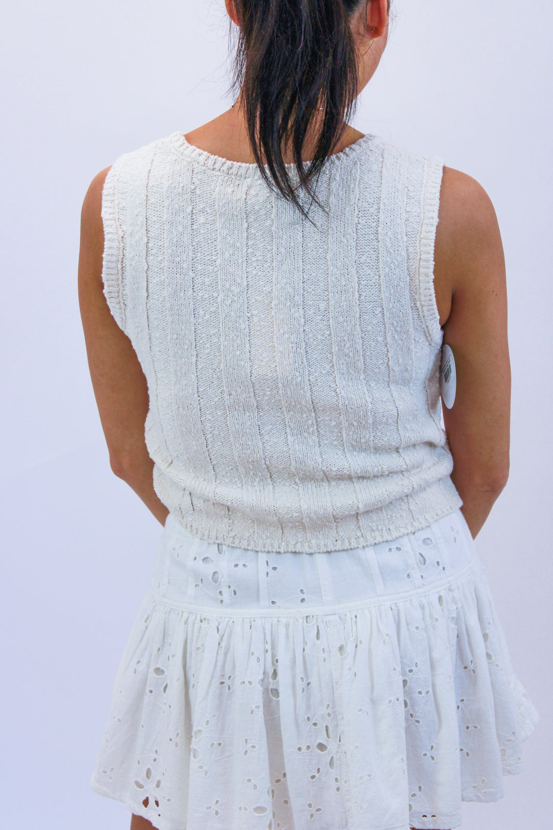 Calan Rib Sweater Cropped Tank, Sea Salt