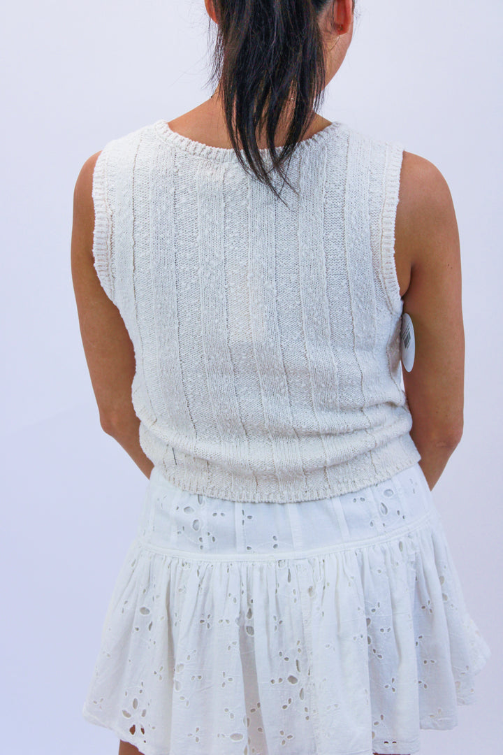 Calan Rib Sweater Cropped Tank, Sea Salt