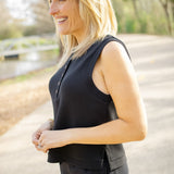 Marla Button Placket Tank, Black