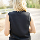 Marla Button Placket Tank, Black