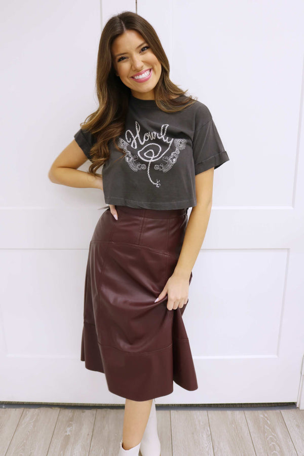 Here For It Midi Skirt, Maroon