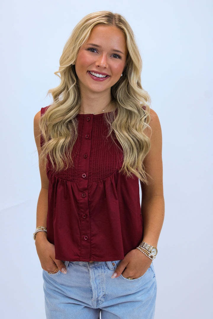 Bleacher Babe Top, Maroon