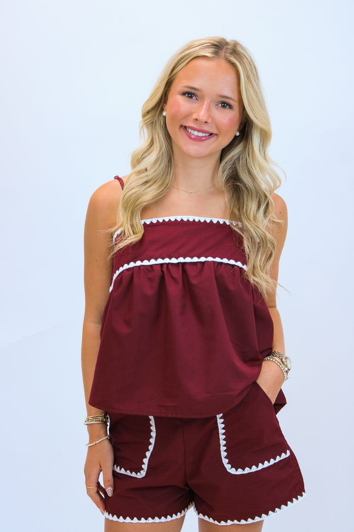 Spirit Walk Style Top, Maroon