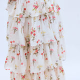 Olive Tiered Dress, Ivory Floral