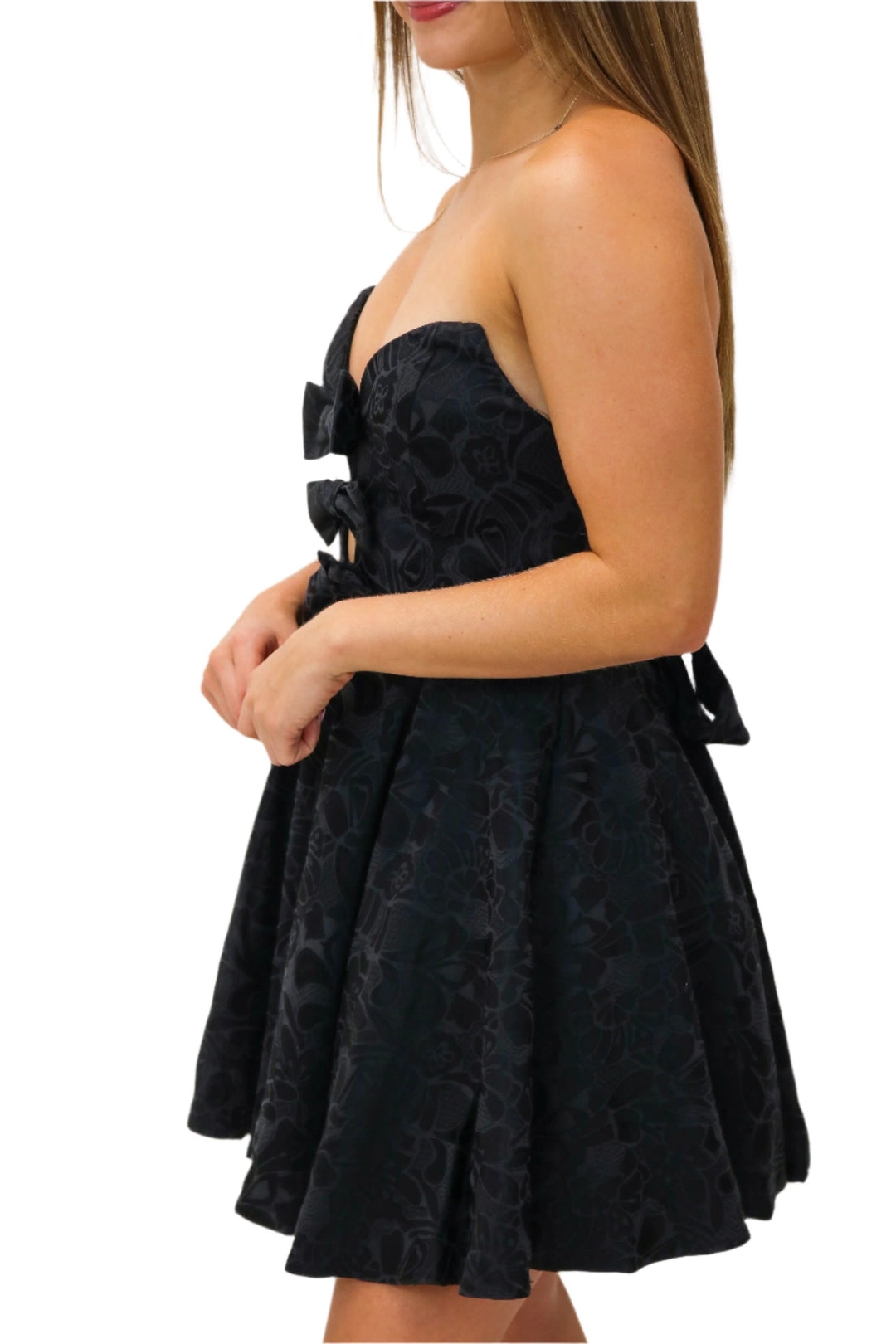 One Last Time Bow Mini Dress, Black