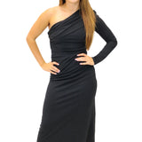 York One Shoulder Maxi Dress, Black