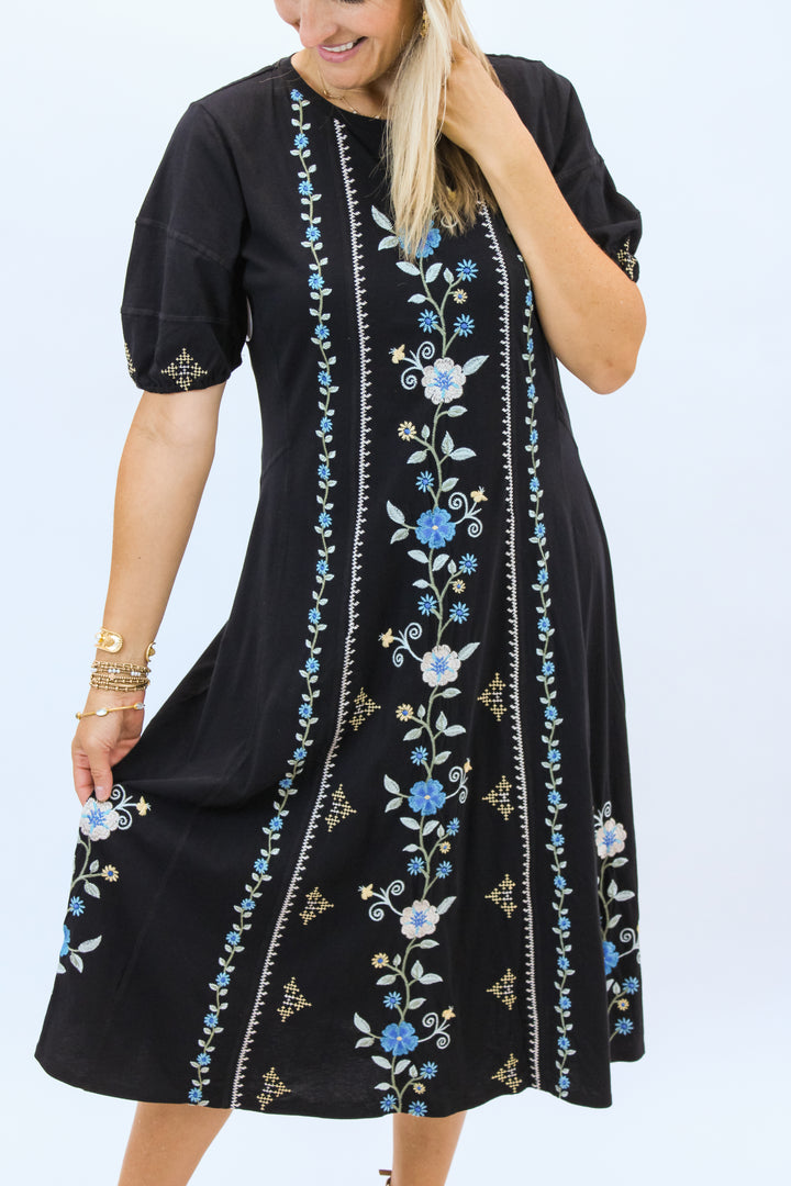 Bubble Sleeve Seamed Dress, Jaanvi
