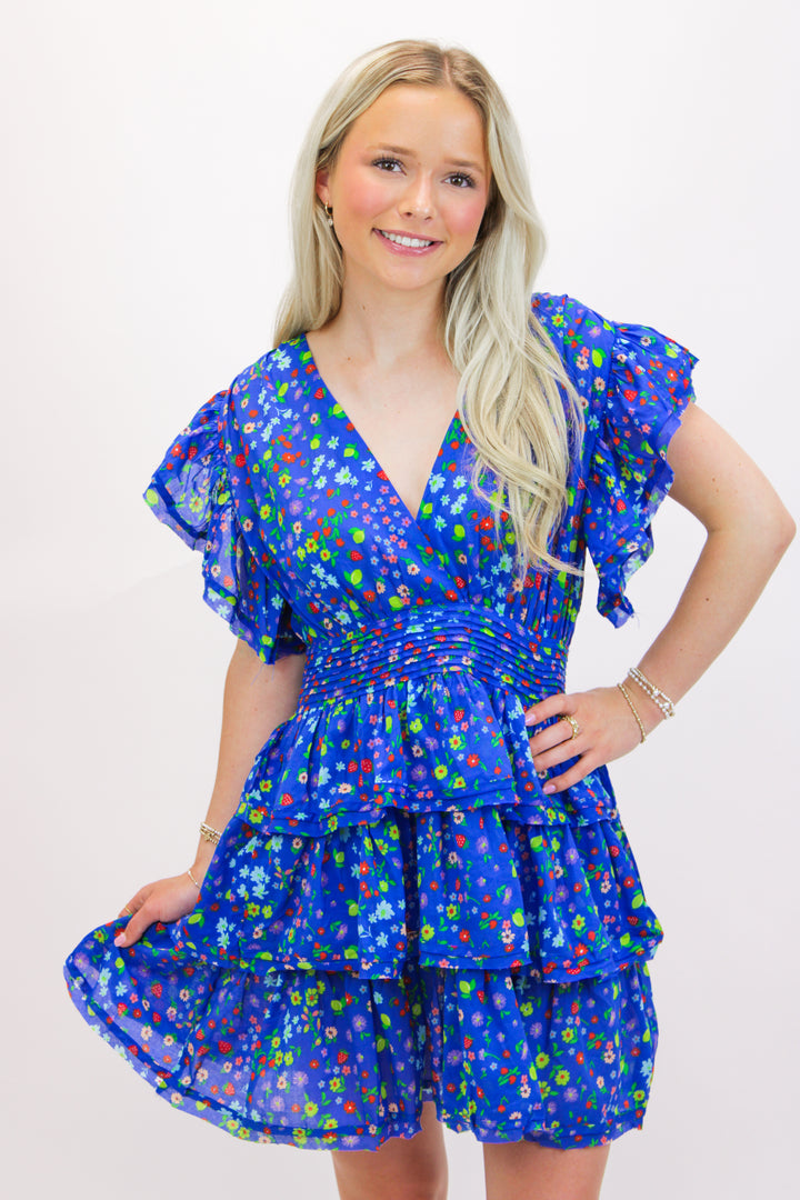 Strawberry Soiree Dress, Blue