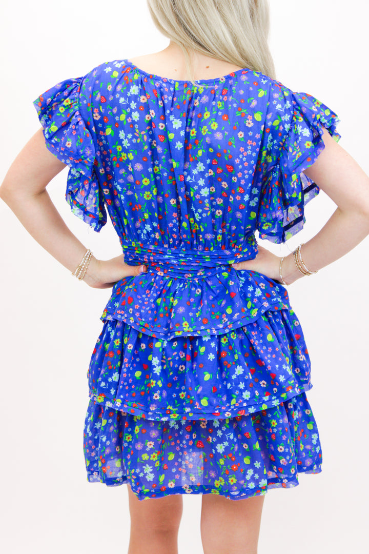 Strawberry Soiree Dress, Blue