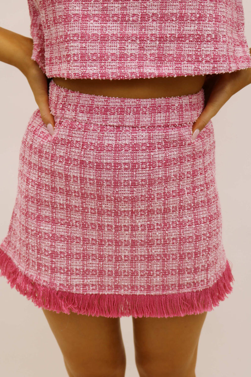 Sloanne Tweed Skirt, Pink
