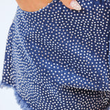 Full Rhinestone Sleeveless Romper, Denim