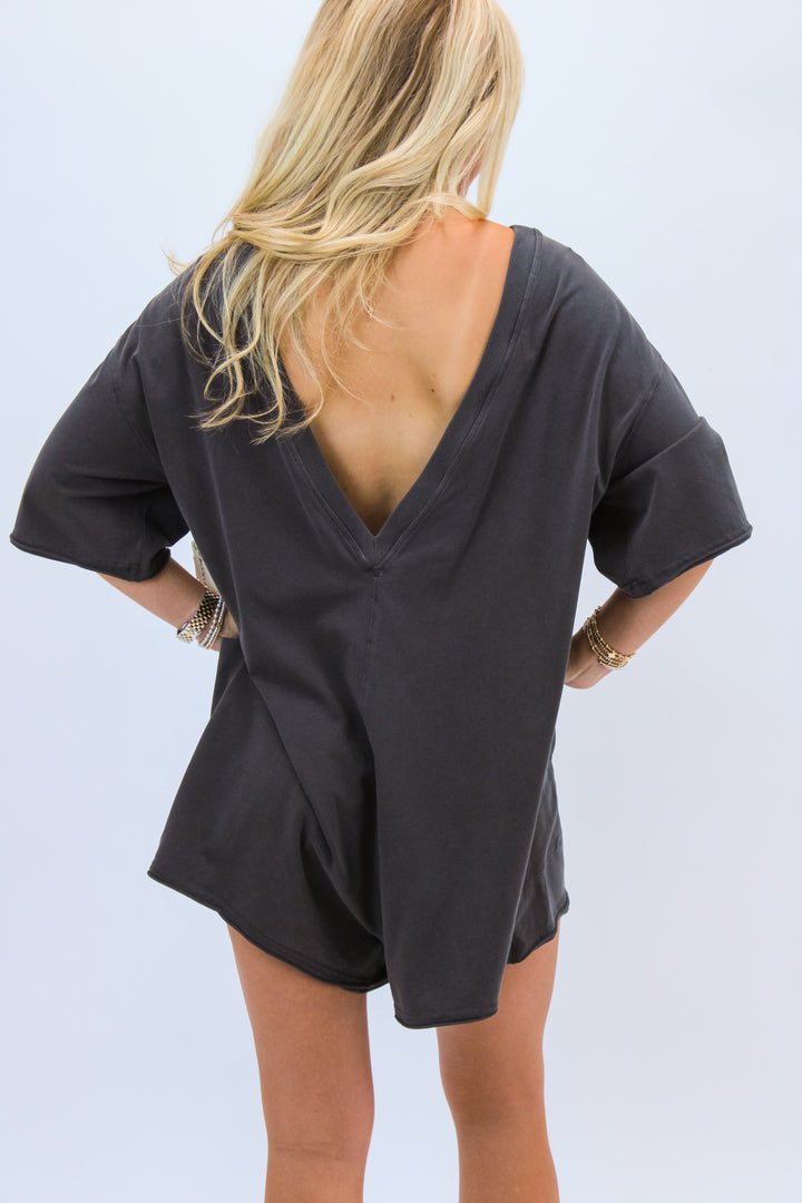 Hot Shot Tee Romper, Black