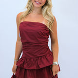Ruche Hour Mini Dress, Maroon