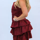 Ruche Hour Mini Dress, Maroon