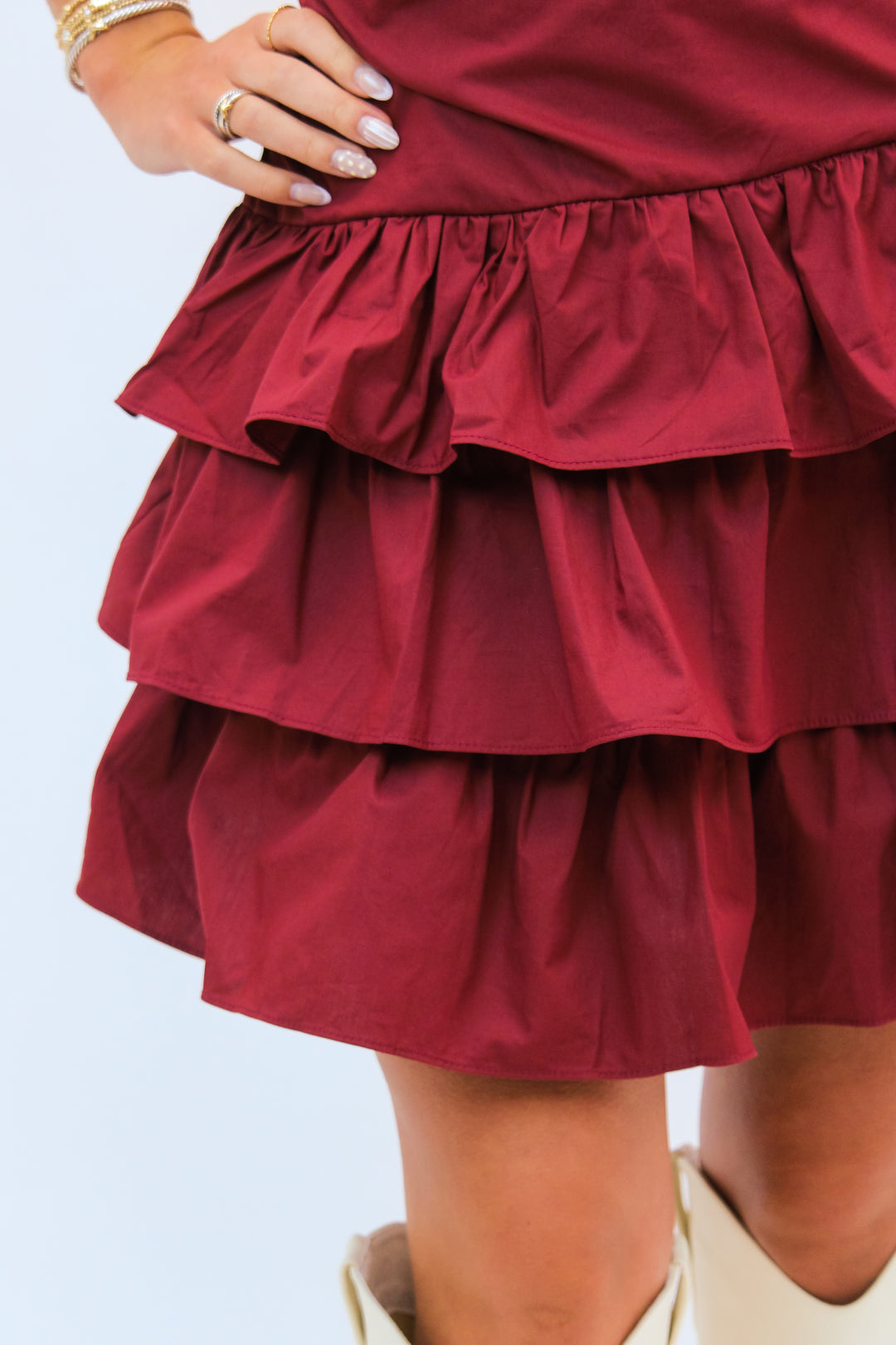 Ruche Hour Mini Dress, Maroon