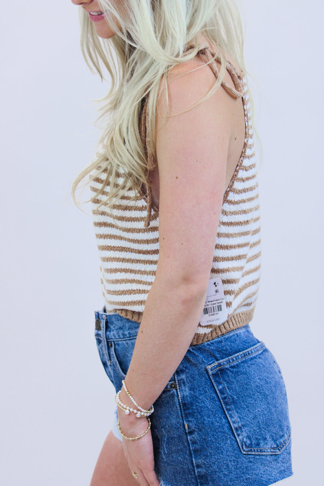 Claire Tank, White/Praline Combo