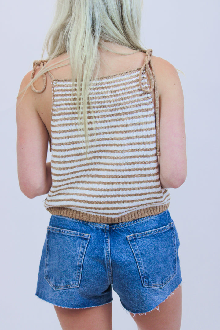 Claire Tank, White/Praline Combo