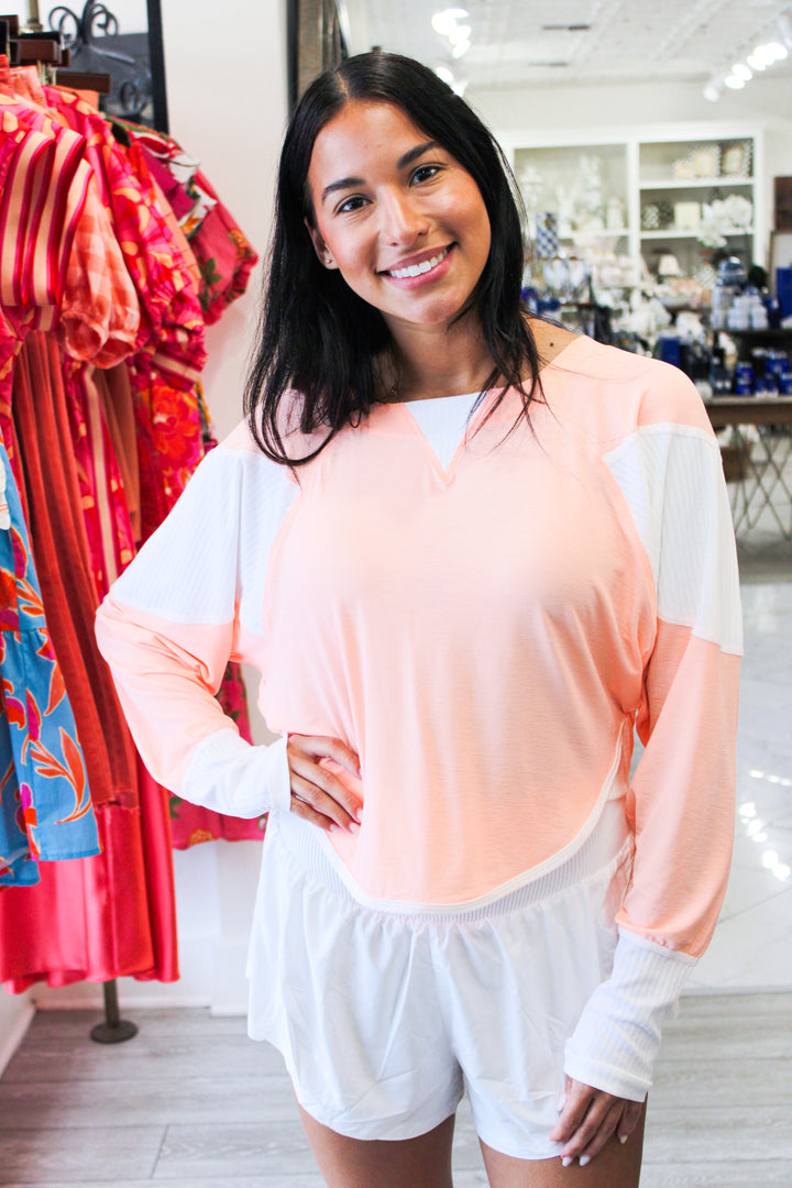Spotlight Long Sleeve Layer, Pastel Peach Combo