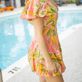Meet Me Outside Dress, Coral/Green