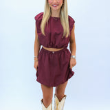 Made For You Crop Bubble Set, Maroon